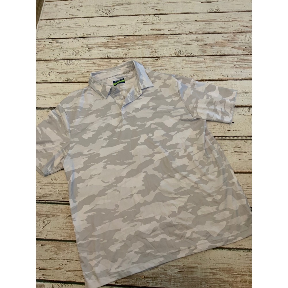 Ben Hogan Performance Mens Golf Polo Shirt Large Grey White Camo Short Sleeve
